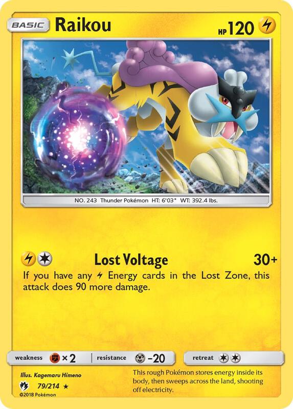 Raikou Pokemon card from SM - Lost Thunder