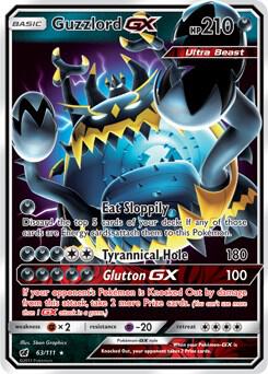 Guzzlord GX Pokemon card from SM - Crimson Invasion