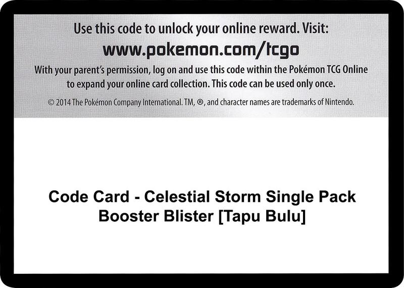 Code Card - Celestial Storm Single Pack Booster Blister [Tapu Bulu] Pokemon card from SM - Celestial Storm