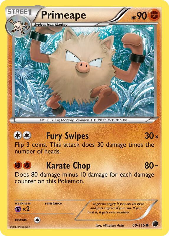 Primeape Pokemon card from Plasma Freeze