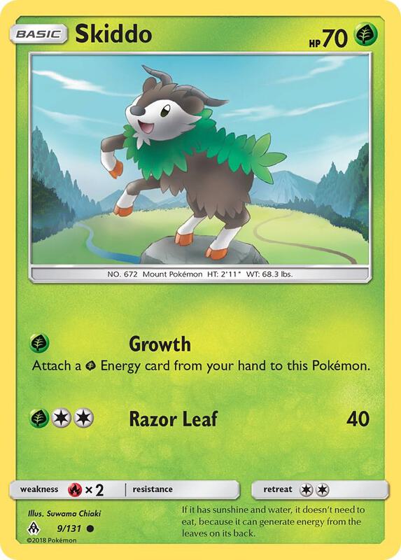 Skiddo Pokemon card from SM - Forbidden Light