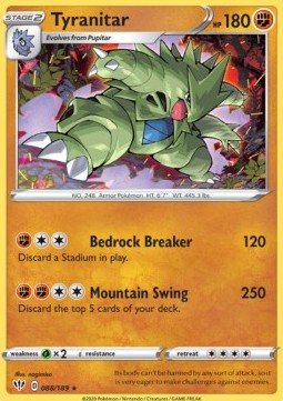 Tyranitar Pokemon card from Darkness Ablaze