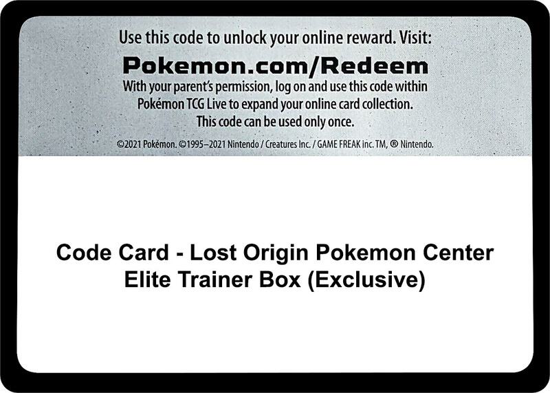 Code Card - Lost Origin Pokemon Center Elite Trainer Box (Exclusive)