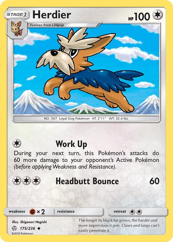 Herdier Pokemon card from SM - Cosmic Eclipse