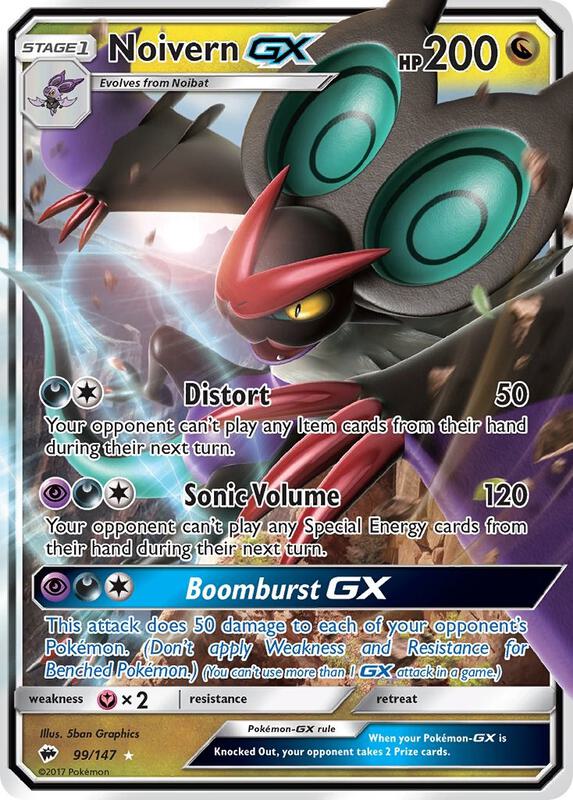 Noivern GX Pokemon card from SM - Burning Shadows