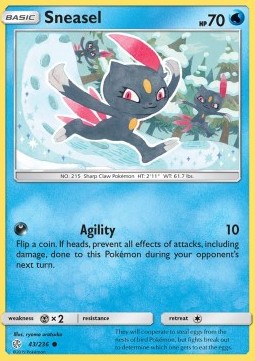 Sneasel Pokemon card from Cosmic Eclipse