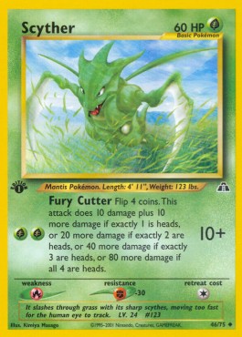Scyther Pokemon card from Neo Discovery