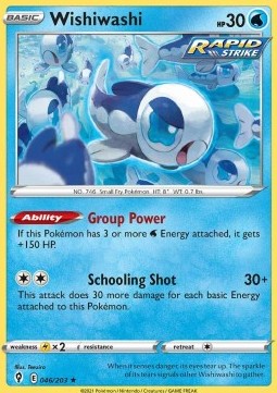 Wishiwashi Pokemon card from Evolving Skies