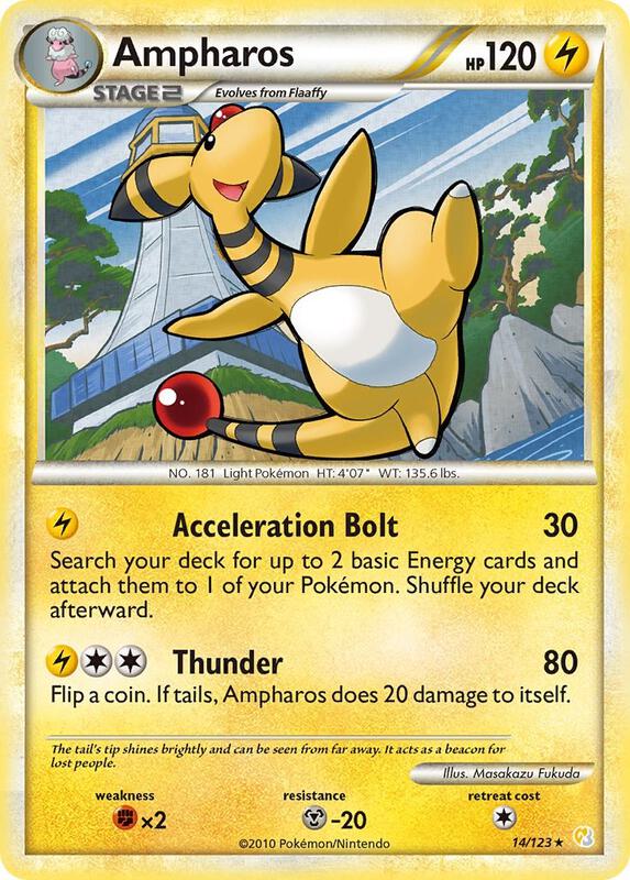 Ampharos Pokemon card from HeartGold SoulSilver