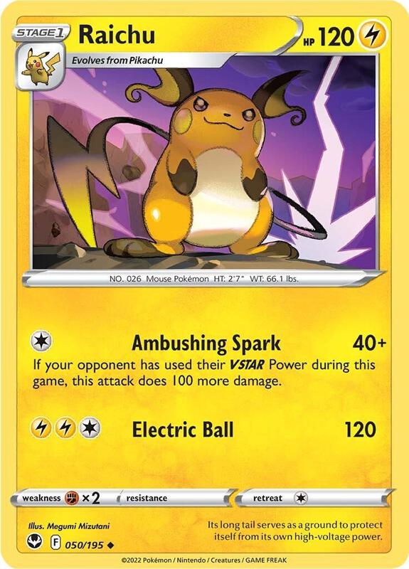 Raichu Pokemon card from SWSH12: Silver Tempest
