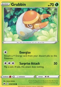 Grubbin Pokemon card from Crown Zenith