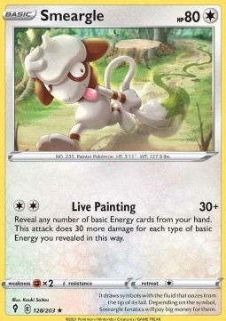 Smeargle Pokemon card from Evolving Skies