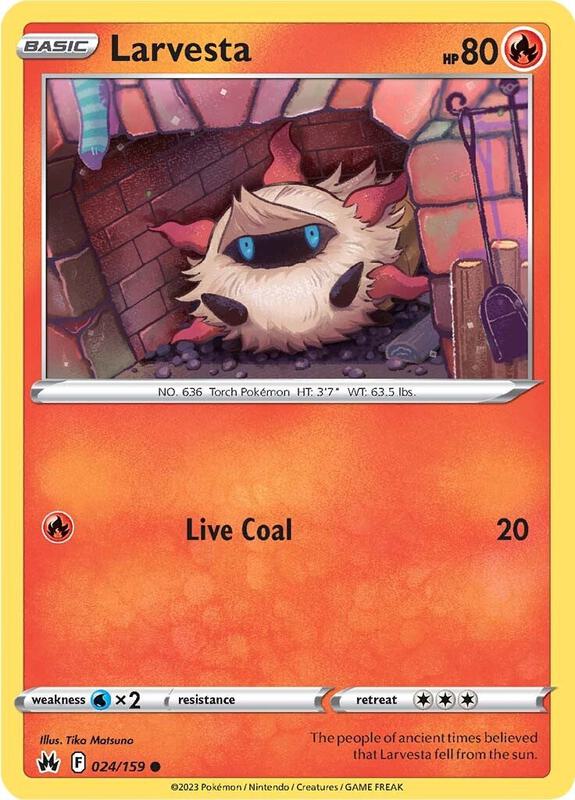 Larvesta Pokemon card from Crown Zenith
