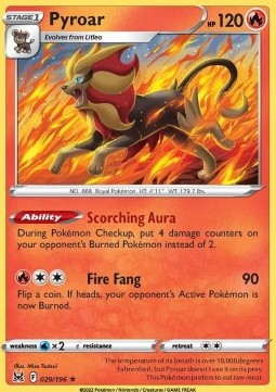 Pyroar Pokemon card from Lost Origin