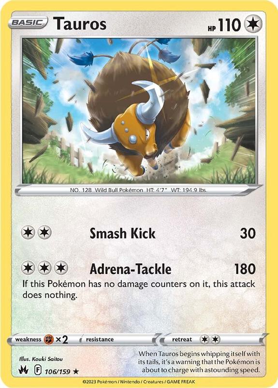 Tauros Pokemon card from Crown Zenith
