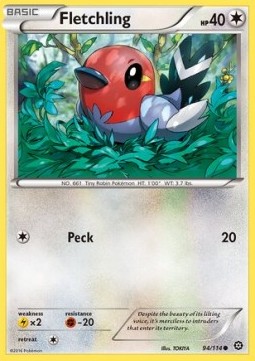 Fletchling Pokemon card from Steam Siege