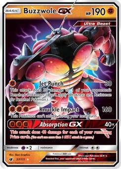 Buzzwole GX Pokemon card from SM - Crimson Invasion