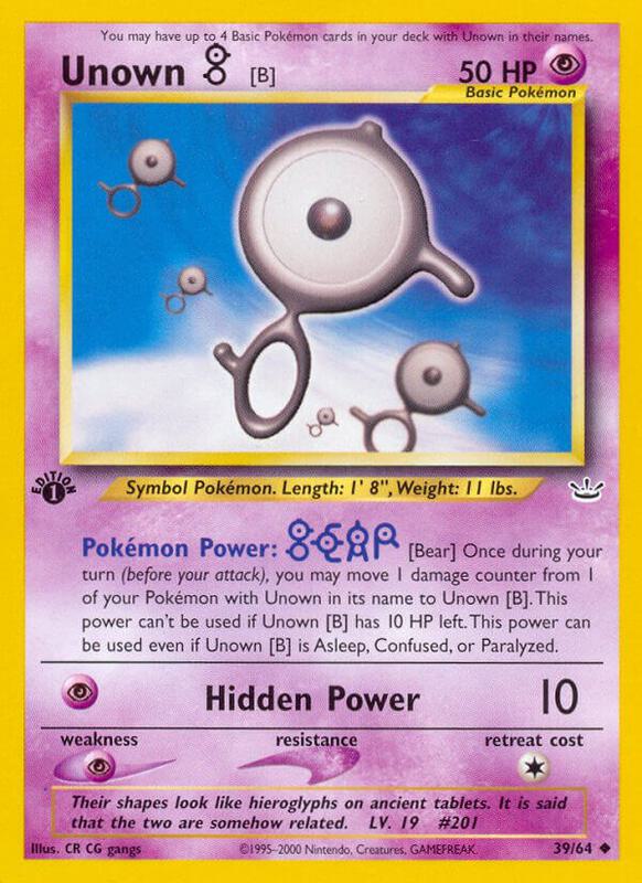 Unown [B] Pokemon card from Neo Revelation