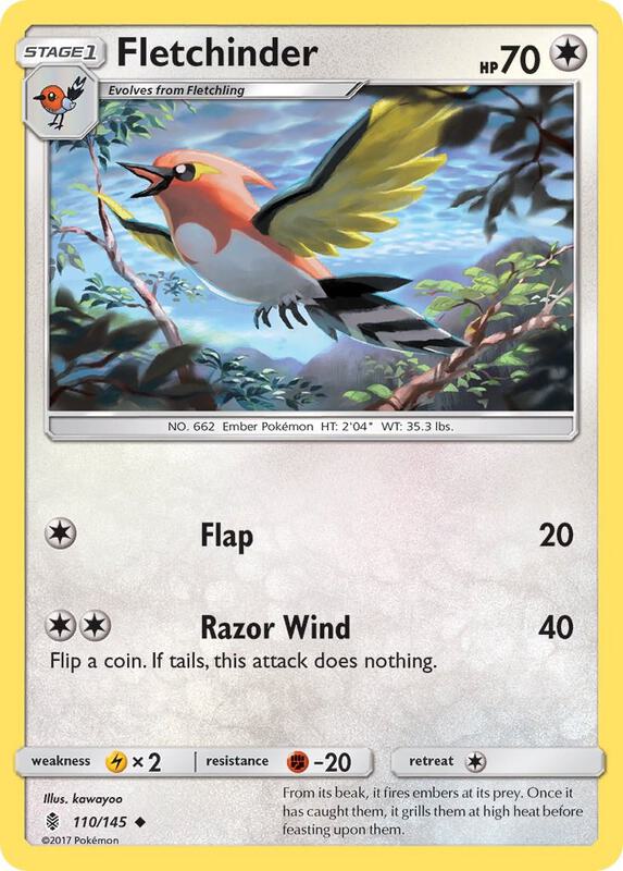 Fletchinder Pokemon card from SM - Guardians Rising
