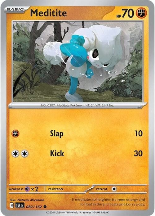 Meditite Pokemon card from SV05: Temporal Forces