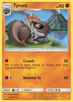 Tyrunt Pokemon card from Forbidden Light