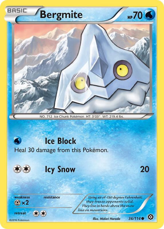Bergmite Pokemon card from XY - Steam Siege