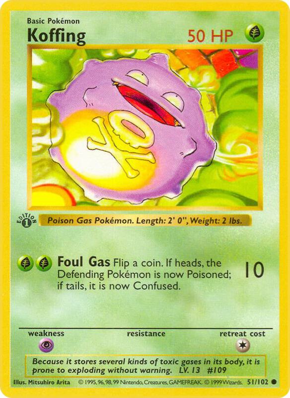 Koffing Pokemon card from Base Set (Shadowless)