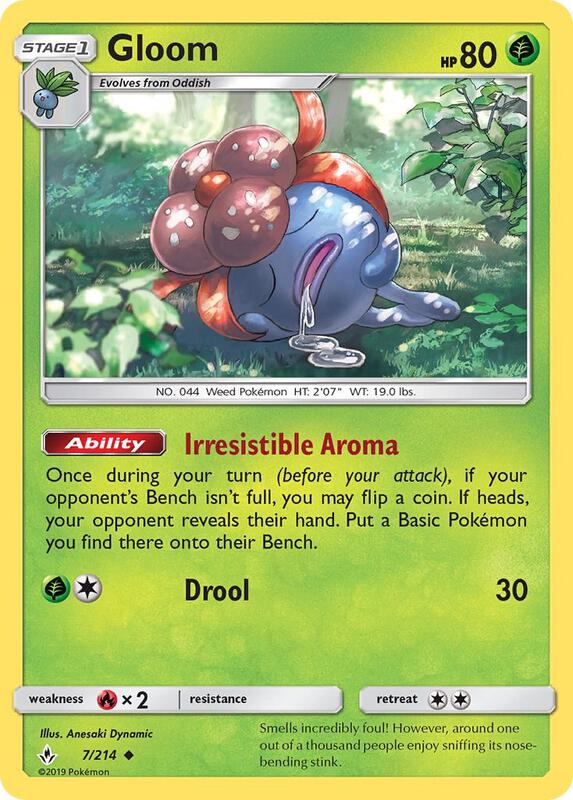 Gloom Pokemon card from SM - Unbroken Bonds