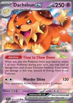 Dachsbun ex Pokemon card from Stellar Crown