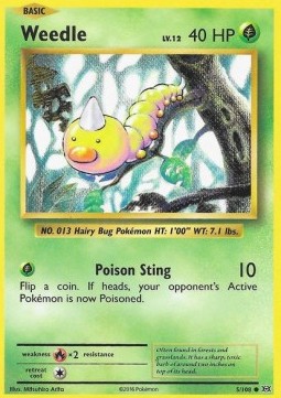 Weedle Pokemon card from Evolutions