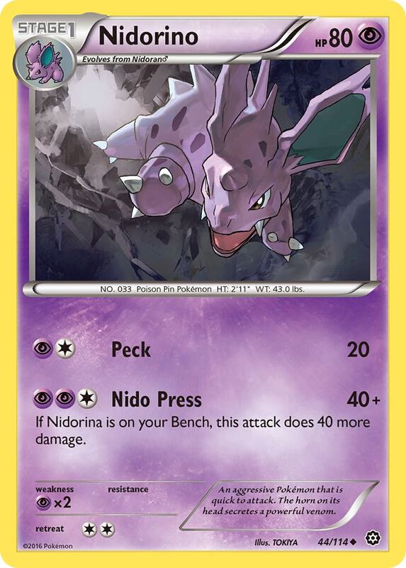 Nidorino Pokemon card from XY - Steam Siege