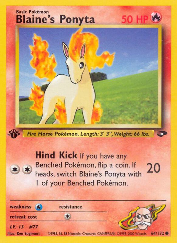 Blaine's Ponyta Pokemon card from Gym Challenge