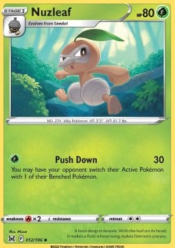 Nuzleaf Pokemon card from Lost Origin