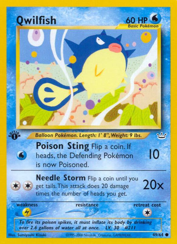Qwilfish Pokemon card from Neo Revelation