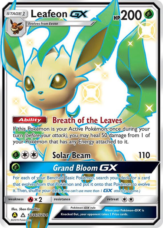 Leafeon GX Pokemon card from Hidden Fates: Shiny Vault