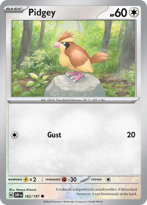 Pidgey Pokemon card from SV03: Obsidian Flames