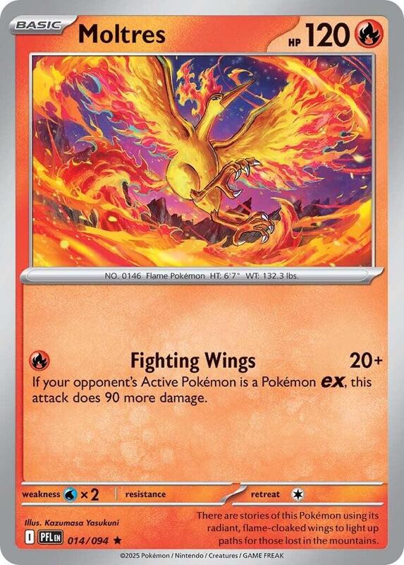 Moltres Pokemon card from ME02: Phantasmal Flames