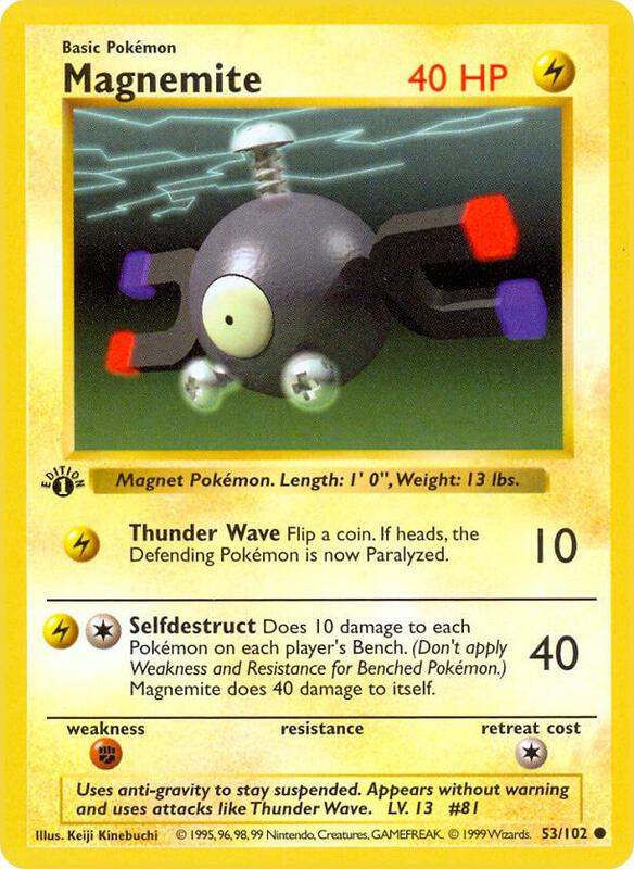 Magnemite Pokemon card from Base Set (Shadowless)