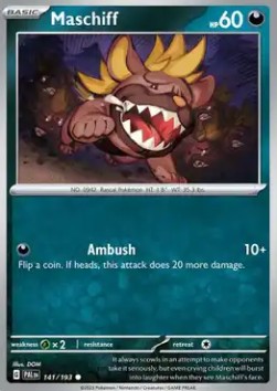 Maschiff Pokemon card from Paldea Evolved