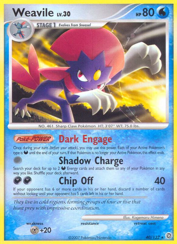 Weavile Pokemon card from Secret Wonders