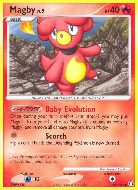 Magby Pokemon card from Mysterious Treasures