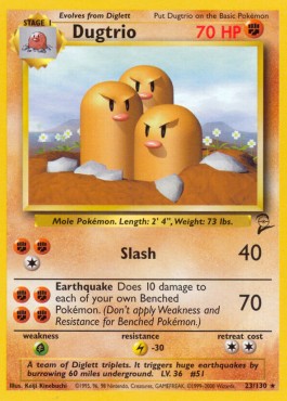 Dugtrio Pokemon card from Base Set 2