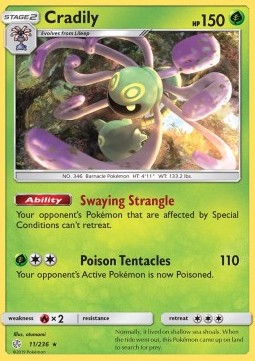 Cradily Pokemon card from Cosmic Eclipse