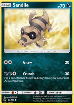 Sandile Pokemon card from Sun Moon