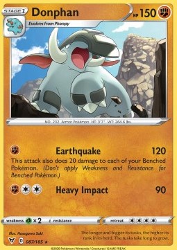Donphan Pokemon card from Vivid Voltage