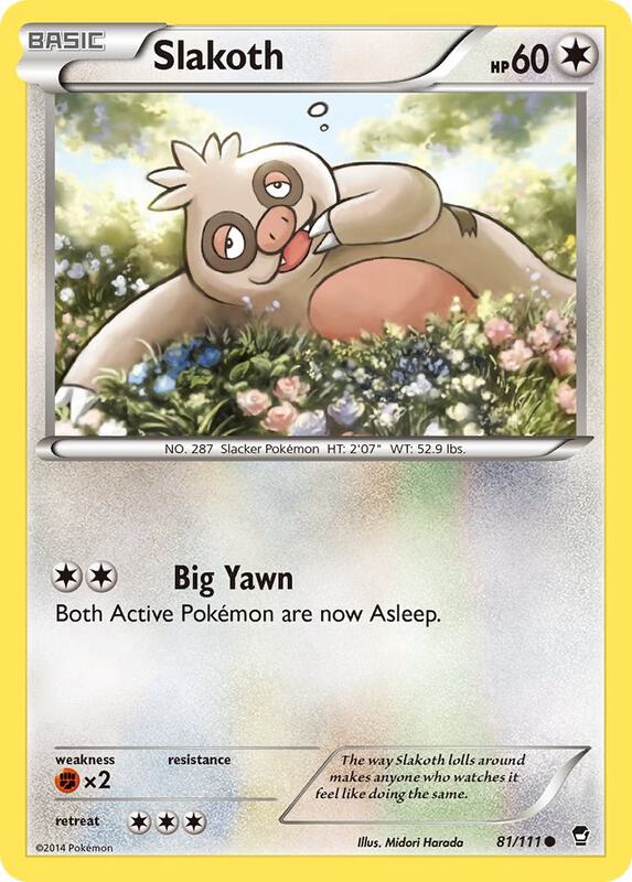Slakoth Pokemon card from XY - Furious Fists
