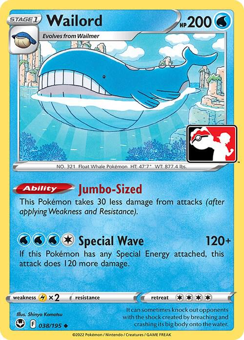 Wailord Pokemon card from Prize Pack Series Cards