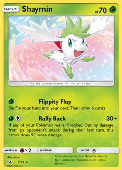 Shaymin Pokemon card from Shining Legends