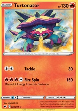 Turtonator Pokemon card from Sword Shield