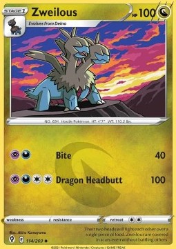 Zweilous Pokemon card from Evolving Skies